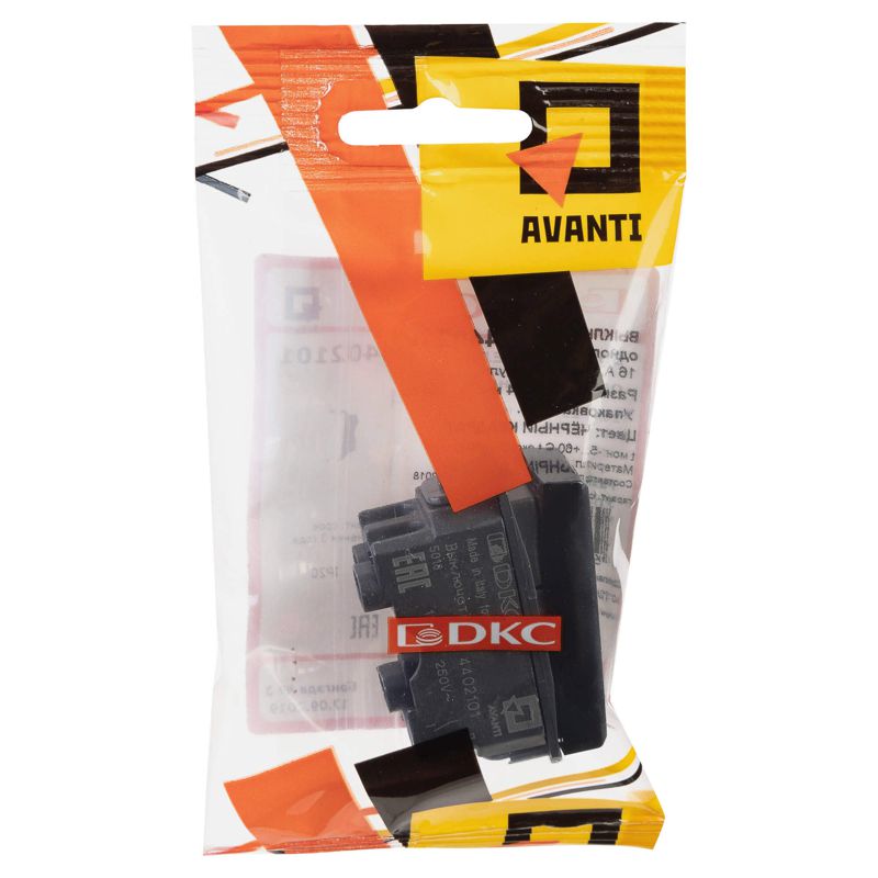  Выключатель модульный 1-кл. 1мод. Avanti "Черный квадрат" 16А IP20 черн. DKC 4402101 фото в каталоге от BTSprom.by