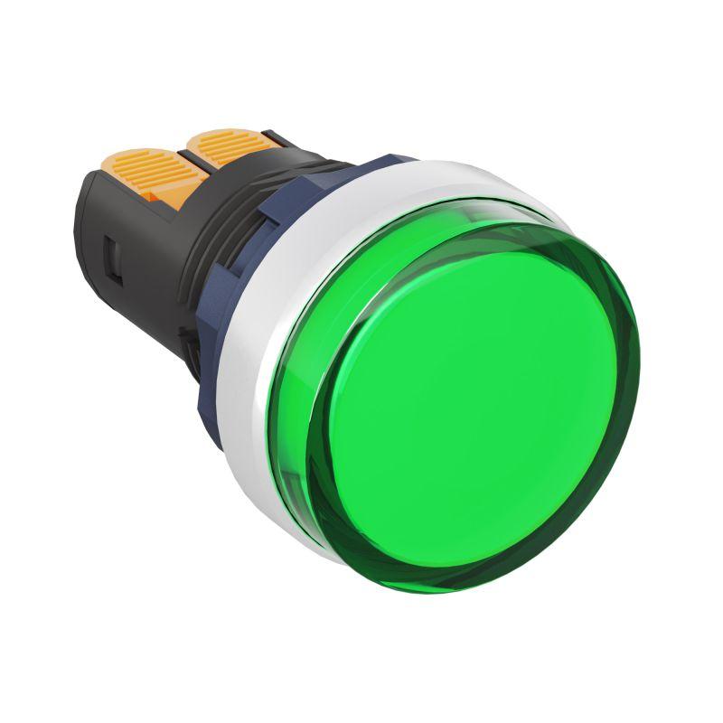 индикатор сигнальный со встроен. диодом 220в зажим plug-in алюм. зел. dkc m22l-f220gap от BTSprom.by