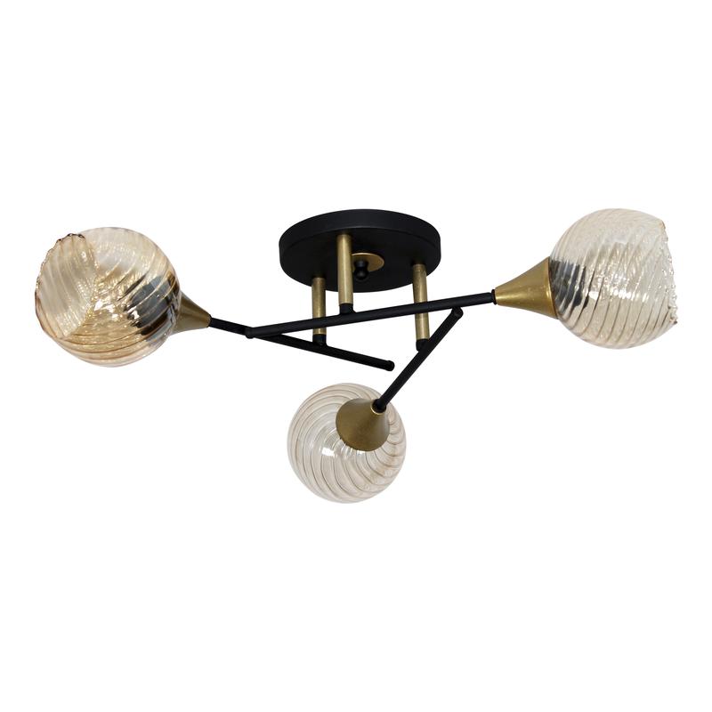 светильник "лютик" 131 (плафон 8633) нпб 01-3х60-191 e27 (им) потолочн. черн. муар./зол. элетех 1005405465 от BTSprom.by