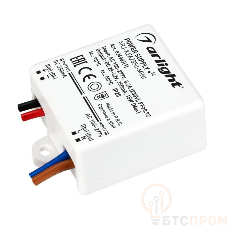 Блок питания ARJ-KE42350-MINI (15Вт 350мА PFC) IP20 пластик Arlight 024903(1) фото в каталоге от BTSprom.by  Блок питания ARJ-KE42350-MINI (15Вт 350мА PFC) IP20 пластик Arlight 024903(1) фото в каталоге от BTSprom.by