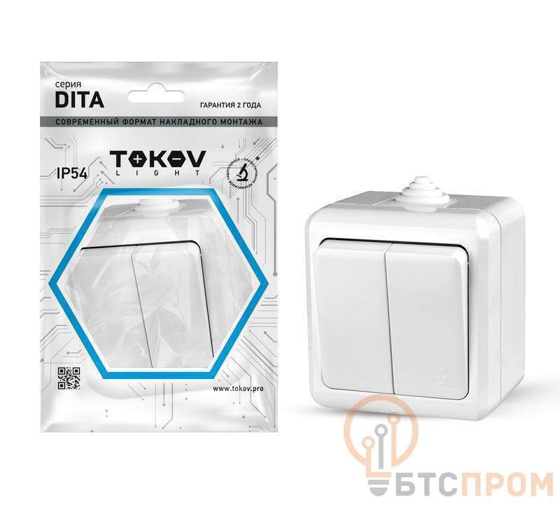  Выключатель 2-кл. ОП Dita IP54 10А 250В бел. TOKOV ELECTRIC TKL-DT-V2-C01-IP54 фото в каталоге от BTSprom.by