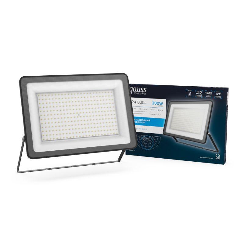прожектор светодиодный qplus 200вт 6500к ip65 24000лм 175-265в до черн. gauss 613100200 от BTSprom.by