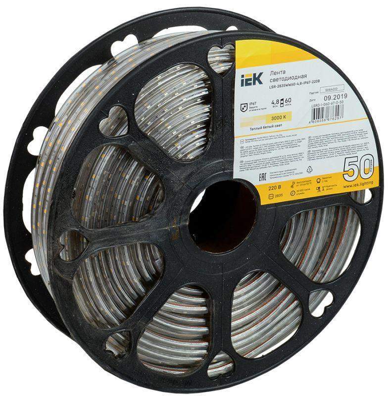 лента светодиодная led lsr-2835ww60-4.8-ip67-220в (уп.50м) iek lsr3-1-060-67-0-50 от BTSprom.by