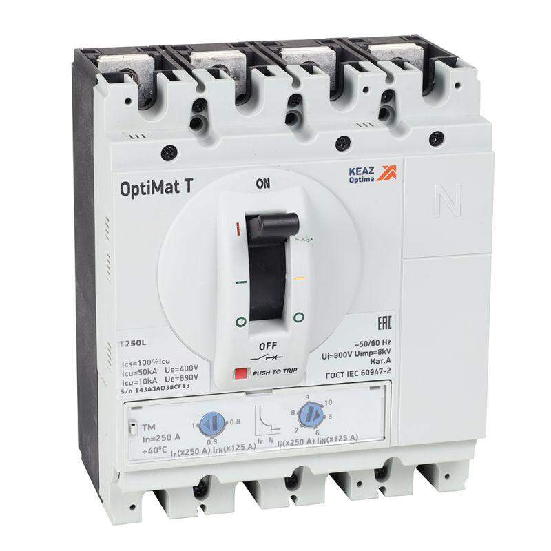 выключатель автоматический optimat t250l tm 250a 4p кэаз 355757 от BTSprom.by
