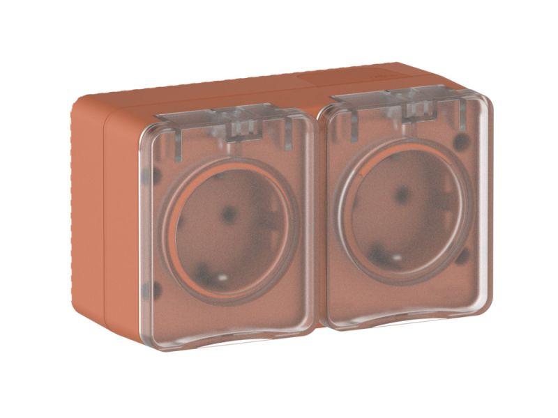  Розетка 2-м ОП AtlasDesign PROFI 16А IP54 заземл. защ. шторки терракот. SE ATN547026 фото в каталоге от BTSprom.by