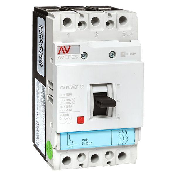 выключатель автоматический 3п 80а 35ка av power-1/3 tr averes ekf mccb-13-80-tr-av от BTSprom.by