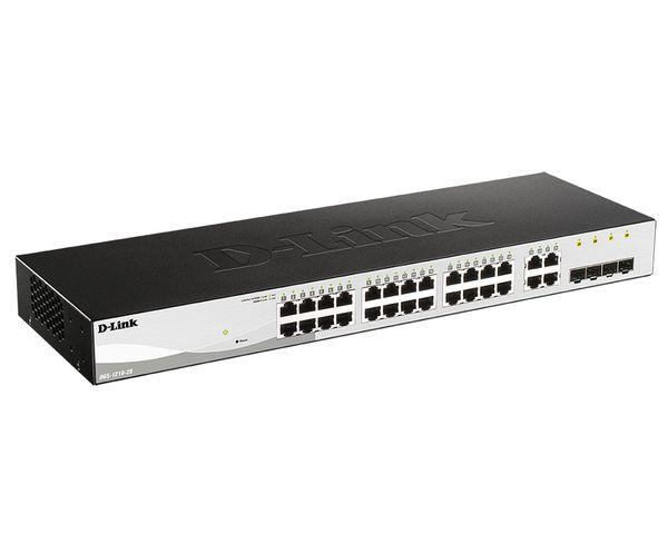 коммутатор управляемый l2 dgs-1210-28/fl1a с 24 портами 10/100/1000base-t и 4 комбо-портами 100/1000base-t/sfp d-link 1710885 от BTSprom.by