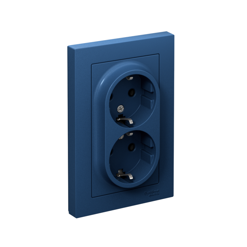розетка 2-м. atlasdesign 16а с заземл. в сборе аквамарин se atn001124 от BTSprom.by