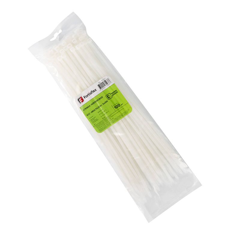 хомут нейлоновый ксс multilock 5х300 бел. (уп.100шт) fortisflex 102307 от BTSprom.by
