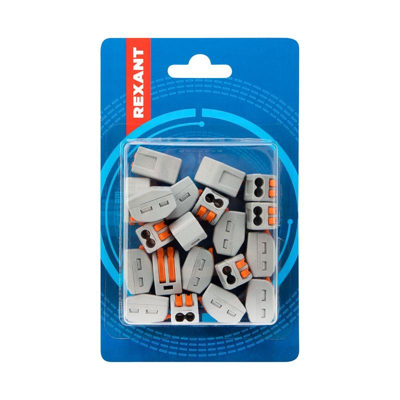  Клемма соединительная рычажковая компактная 2-проводная прозрачная (0.14-4кв.мм) (уп.20шт) Rexant 07-5202-20 фото в каталоге от BTSprom.by