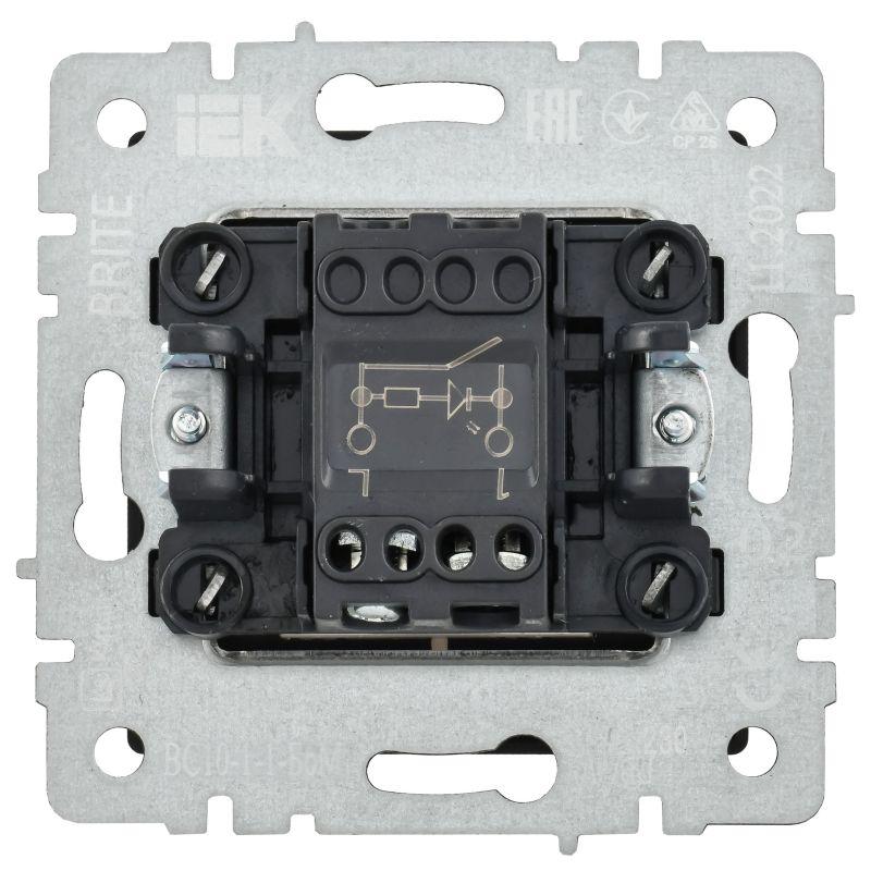  Выключатель 1-кл. СП BRITE ВС10-1-1-БрМ 10А с индик. механизм маренго IEK BR-V10-1-10-K35 фото в каталоге от BTSprom.by