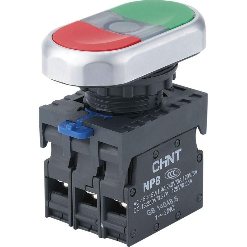 кнопка двойная np8-20sd/1 ac110-230в(led) 2нo ip65 (r) бел. chint 667621 от BTSprom.by