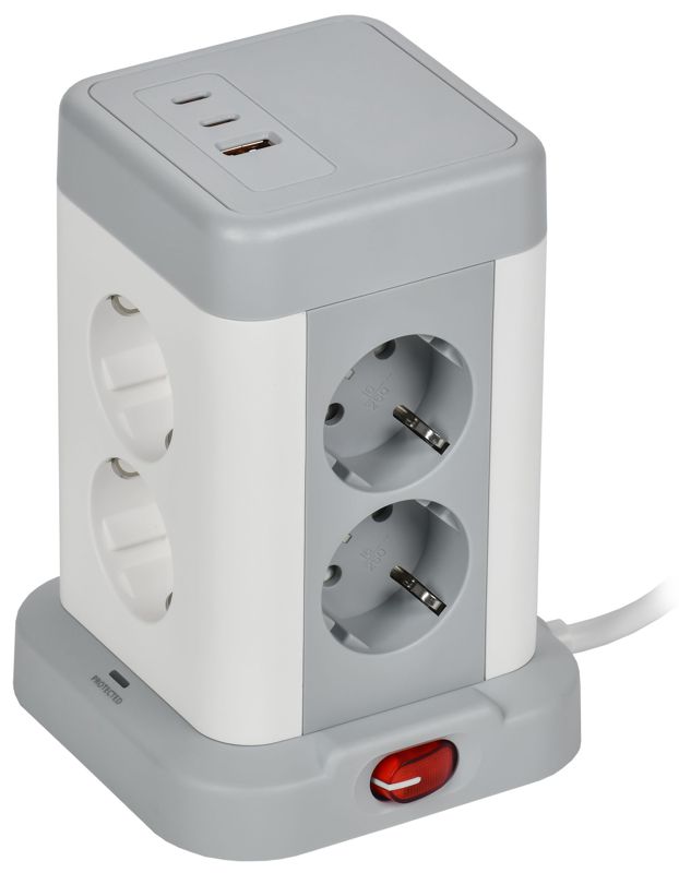 удлинитель 8х1.5м 16а ip20 у08k 20вт usb a+c 3х1 сер. dominic iek dn-yp30-16-08-01-zku-k41 от BTSprom.by