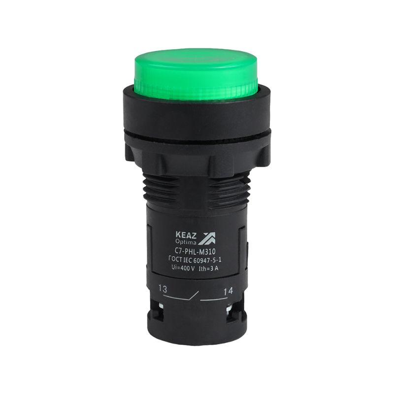кнопка с фиксацией с подсветкой optisignal compact d22 с7-phl-m310 зел. 1но 230в ac xb7nj03m1 кэаз 362120 от BTSprom.by