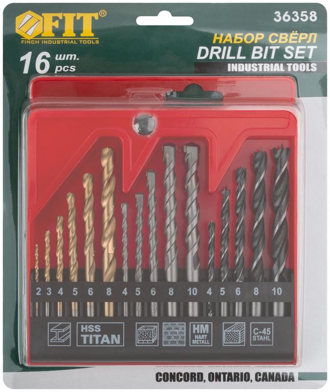  Сверло-комби 16шт металл/бетон/дерево FIT 36358 фото в каталоге от BTSprom.by