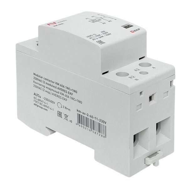  Контактор модульный КМ 40А 1NC+1NO 230В AC (2 мод.) AVERES EKF km-av-2-40-11-230V фото в каталоге от BTSprom.by