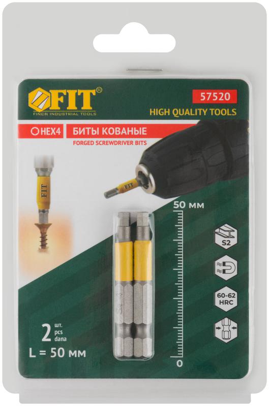  Набор бит кованые сталь S2 односторонние 50мм Н4 профи блистер (уп.2шт) FIT 57520 фото в каталоге от BTSprom.by