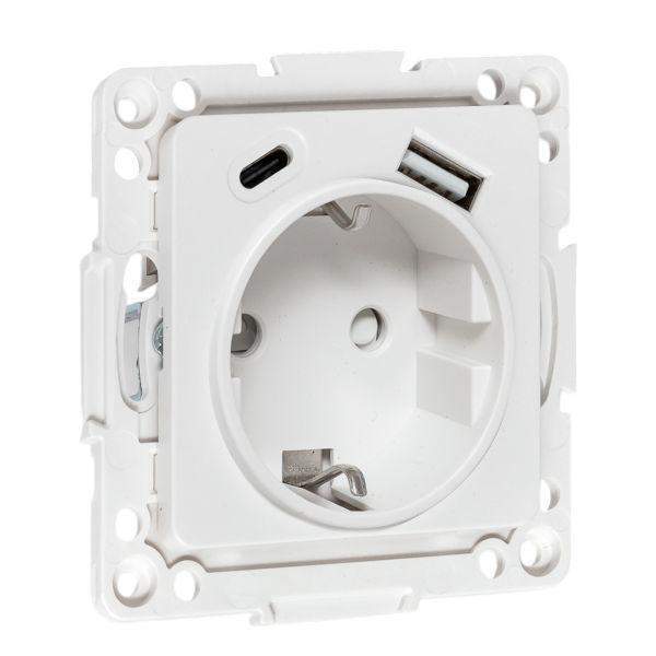 розетка 1-м сп стокгольм 16а usb a+c с заземл. защ. шторки винтов. клеммы механизм бел. ekf eyr16-2usb-typea-typec от BTSprom.by