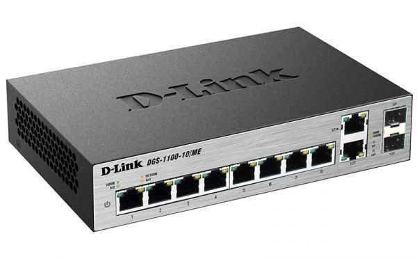 коммутатор настраиваемый l2 dgs-1100-10/me/a2a с 8 портами 10/100/1000base-t и 2 комбо-портами 100/1000base-t/sfp d-link 1328608 от BTSprom.by