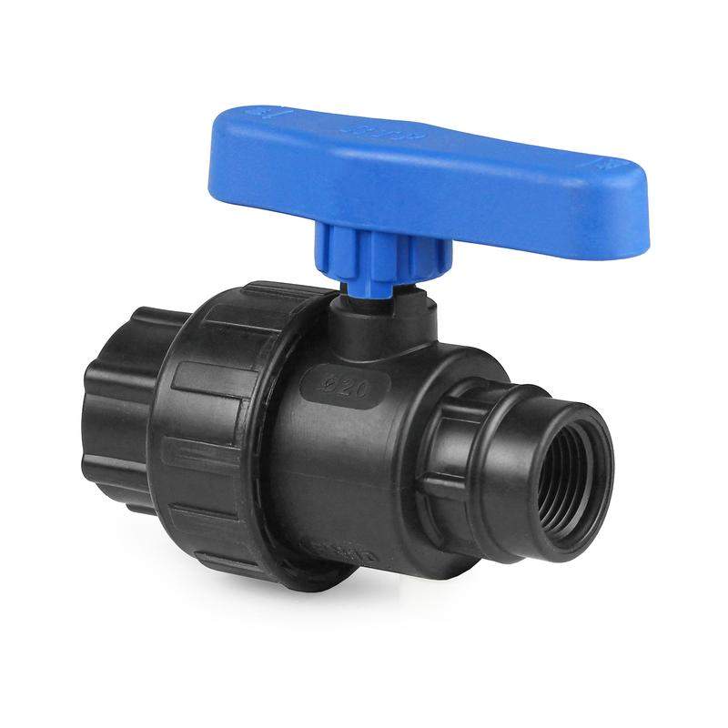 кран шаровой компрессионный внутр. резьба + внутр. резьба pn10 1 1/2х1дюйм 1/2дюйм для пэ труб rtp 16358 от BTSprom.by