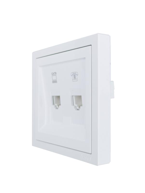  Розетка компьютер+телефон с модулем Cat 6 СП ZIMA бел. LEZARD 704-0288-144 фото в каталоге от BTSprom.by
