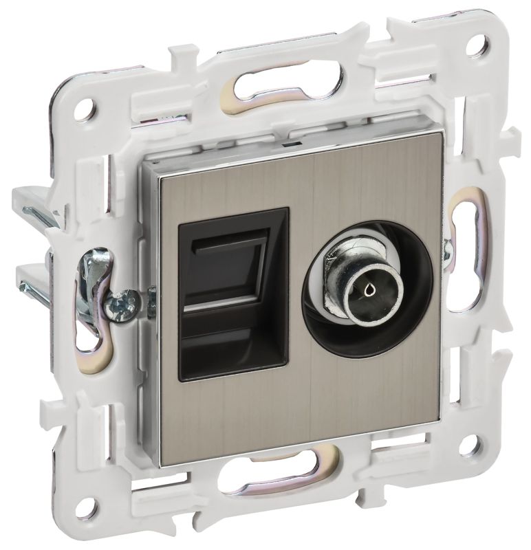 розетка двойная tv+rj45 кат.6e skandy sk-a15n никель iek sk-ak20-2-k50 от BTSprom.by