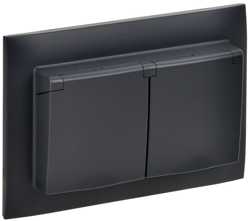 розетка 2-м skandy 16а ip44 с крышкой в сборе sk-r12bl черн. iek sk-r26-16-44-k02-f от BTSprom.by