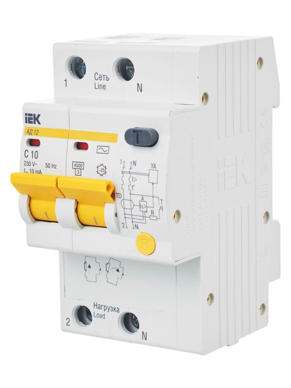  Выключатель автоматический дифференциального тока 2п C 10А 10мА тип AC 4.5кА АД-12 KARAT IEK MAD10-2-010-C-010 фото в каталоге от BTSprom.by