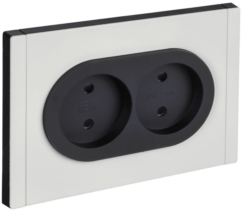 розетка 2-м сп forte&piano fp225m 10а ip20 без заземл. защ. шторки безвинтовое крепление бел. iek fp-r23-10-1-m-k01 от BTSprom.by