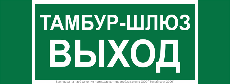 знак безопасности npu-3413.e42 "тамбур-шлюз выход" белый свет a19183 от BTSprom.by