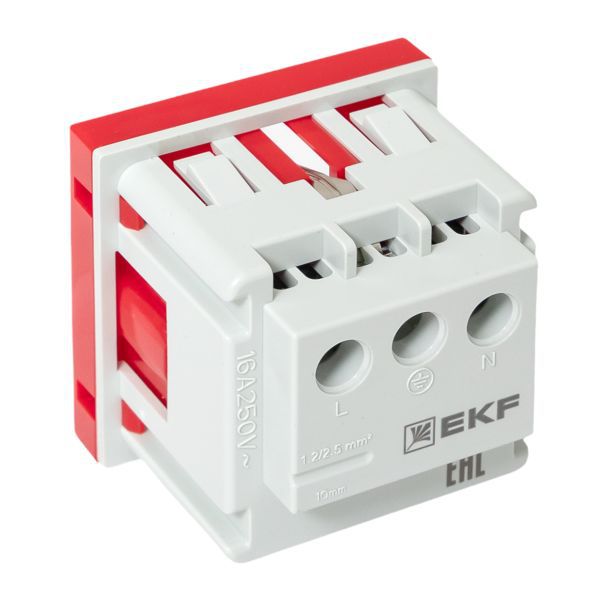  Розетка 45х45 (2 модуля) с заземл. прямая красн. EKF E2MR16-028-70 фото в каталоге от BTSprom.by