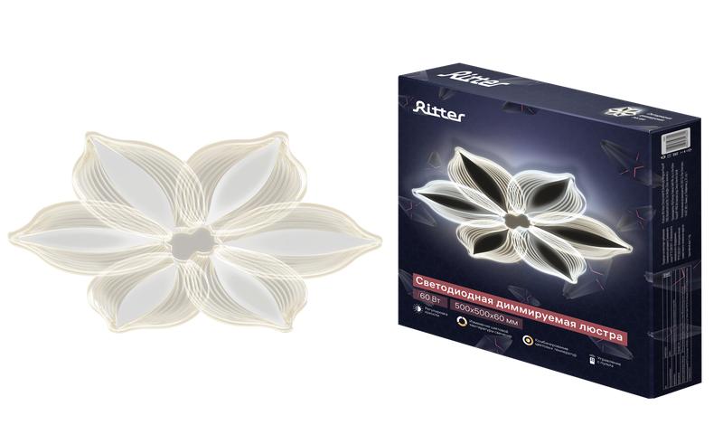 люстра светодиодная lucino 60вт 500х500х60мм 26кв.м потолочная ду 3 режима диммир. бел. ritter 52380 2 от BTSprom.by