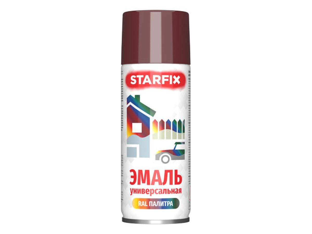 краска-эмаль аэроз. универсальная темно-красный starfix 520мл (3005) (винно-красный, глянцевая) sm-97033-1 от BTSprom.by