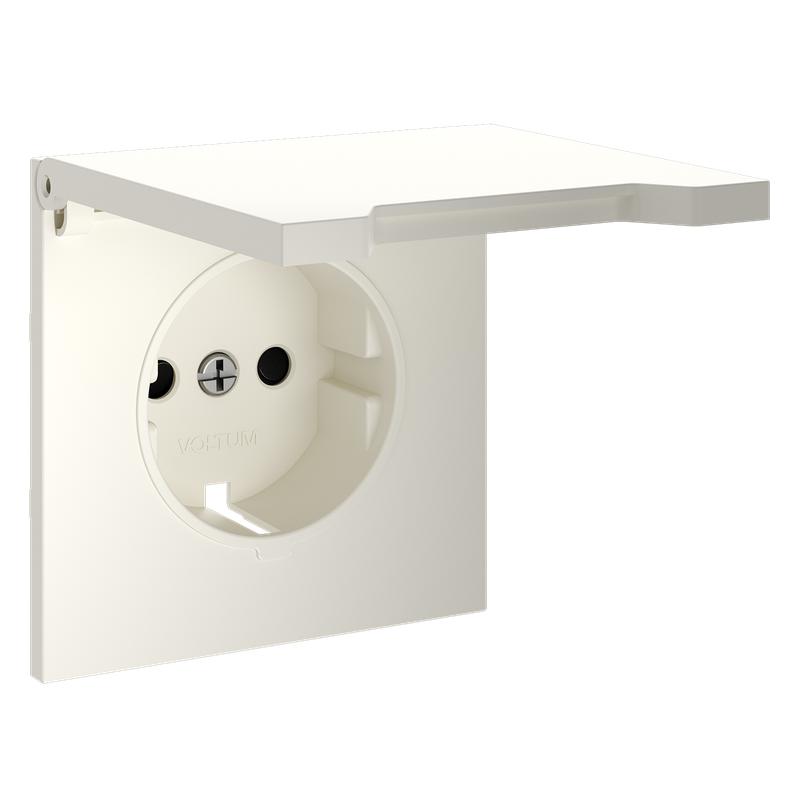 накладка для розетки с заземлением защитными шторками и крышкой s70 хлопок voltum vls000813 от BTSprom.by