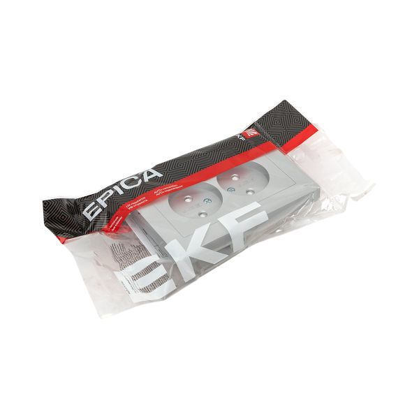  Розетка 2-м СП Эпика 16А без заземл. защ. шторки с рамкой механизм алюм. EKF UP1-SOA-201 фото в каталоге от BTSprom.by