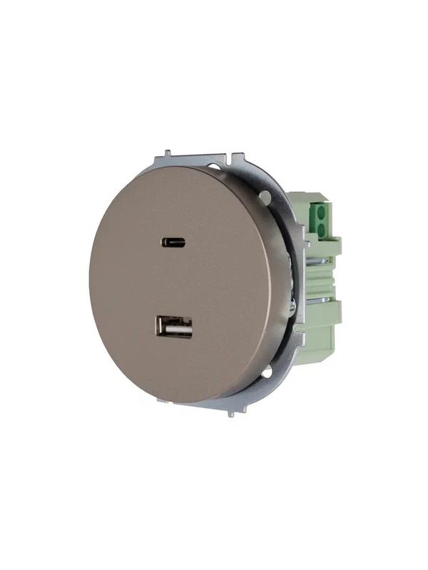  Розетка 1-м СП OSEN TC+ USB разъем механизм титан LEZARD 743-3788-192TC фото в каталоге от BTSprom.by