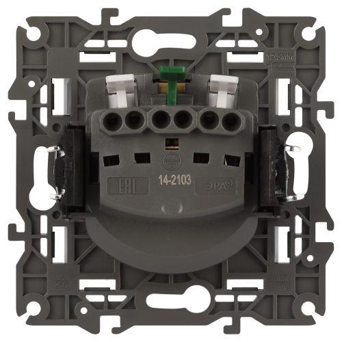  Розетка Elegance 14-2103-01М 16А 250В 2P+E Schuko защ. шторки с крышкой матов. бел. Эра Б0065808 фото в каталоге от BTSprom.by