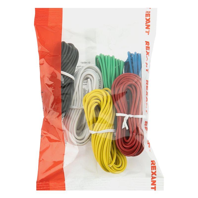  Набор автопровода "Радуга" 1х0.50мм 6 цветов (бел.; желт.; зел.; красн.; син.; черн.) по 3м Rexant 01-6547 фото в каталоге от BTSprom.by