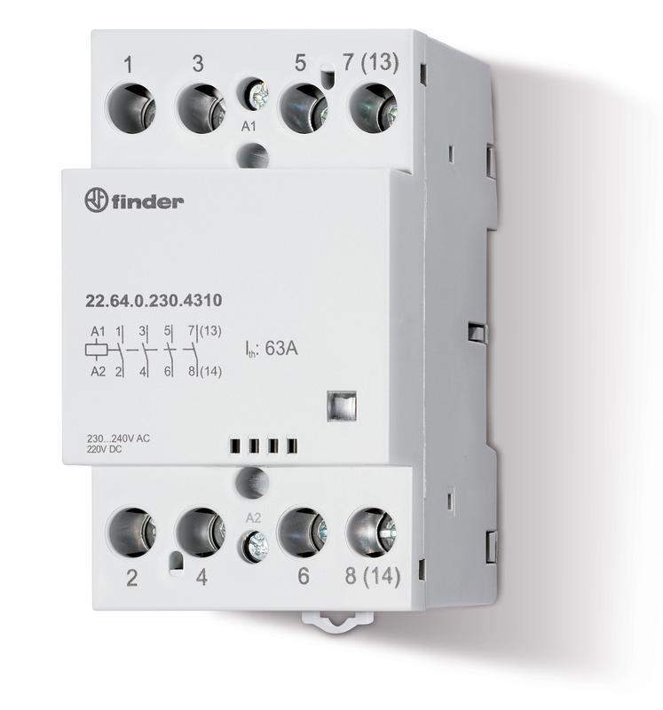 контактор модульный 4no 63а agsno2 230в ac/dc 53.5мм ip20 опции: мех. индикатор finder 226402304310 от BTSprom.by