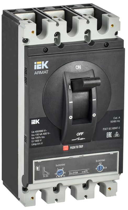 выключатель автоматический в литом корпусе 3п h 150ка 315а расцепитель термомагнитный регулируемый armat iek ar-mccb-3h-150-0315a-atuc от BTSprom.by