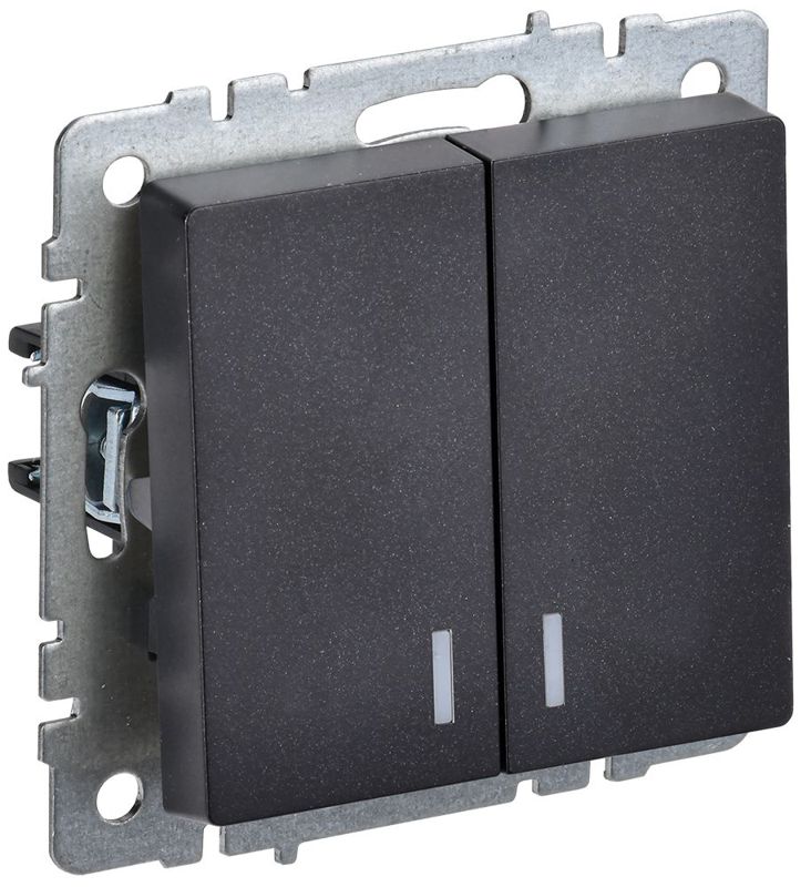 выключатель 2-кл. сп brite вс10-2-1-брч 10а с индик. механизм черн. iek br-v20-1-10-k02 от BTSprom.by