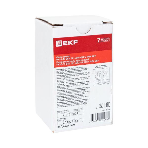  Переключатель кулачковый ПК-3-13 3П 25А "ВКЛ-ВЫКЛ" IP54 EKF pk-3-13-25 фото в каталоге от BTSprom.by