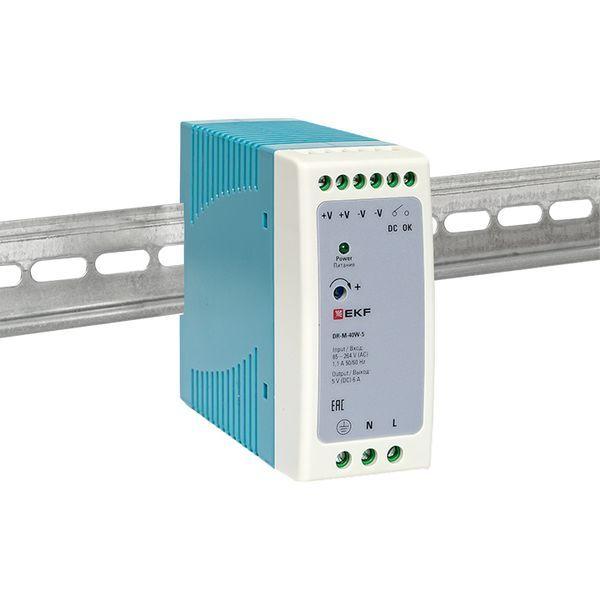  Блок питания на DIN-рейку 40Вт Uвх ~ 240В AC m Uвых - 5В DC постоянного тока EKF DR-M-40W-5 фото в каталоге от BTSprom.by