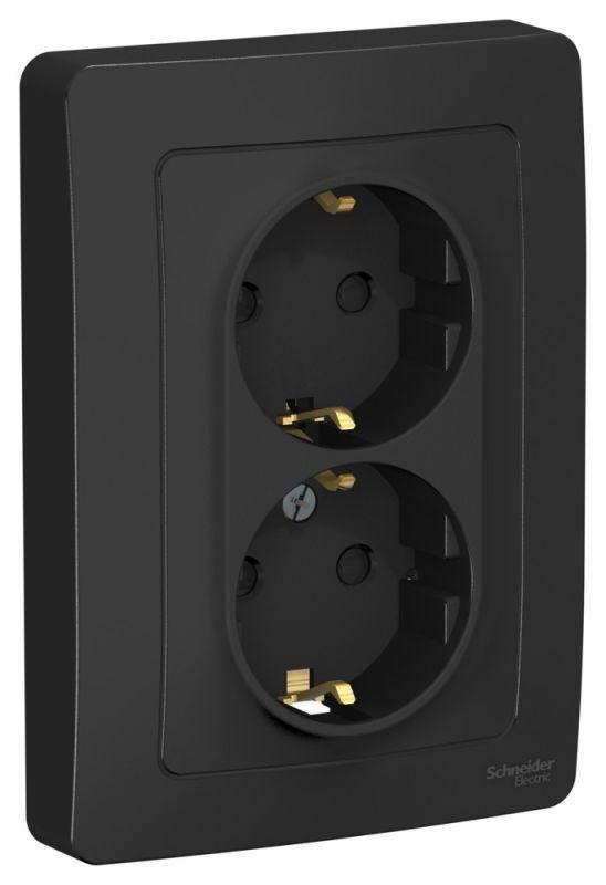  Розетка 2-м СП Blanca 16А IP20 250В с заземл. защ. шторки антрацит SE BLNRS001126 фото в каталоге от BTSprom.by