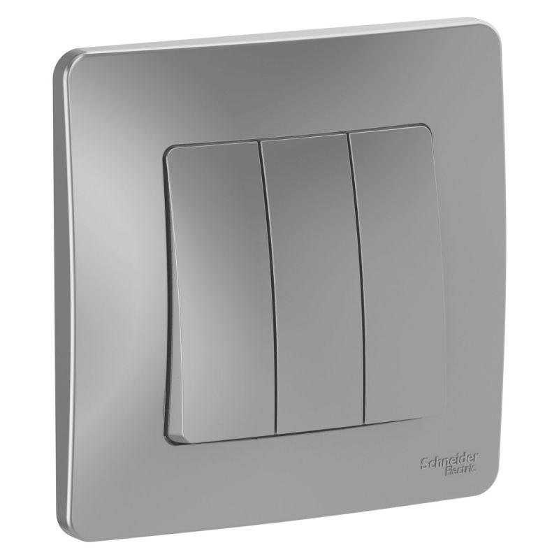 выключатель 3-кл. сп blanca 10а ip20 (сх. 1+1+1) 250в алюм. se blnvs100503 от BTSprom.by
