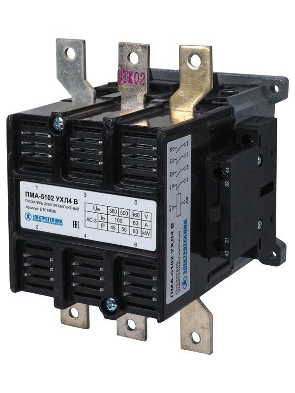 пускатель электромагнитный пма-5102 ухл4 в 100а 110в 2но+2нз ip00 нереверсивный без реле электротехник et014636 от BTSprom.by