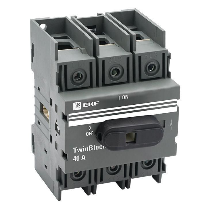 рубильник 3п 40а с рукояткой управления для прямой установки twinblock ekf tb-40-3p-f от BTSprom.by