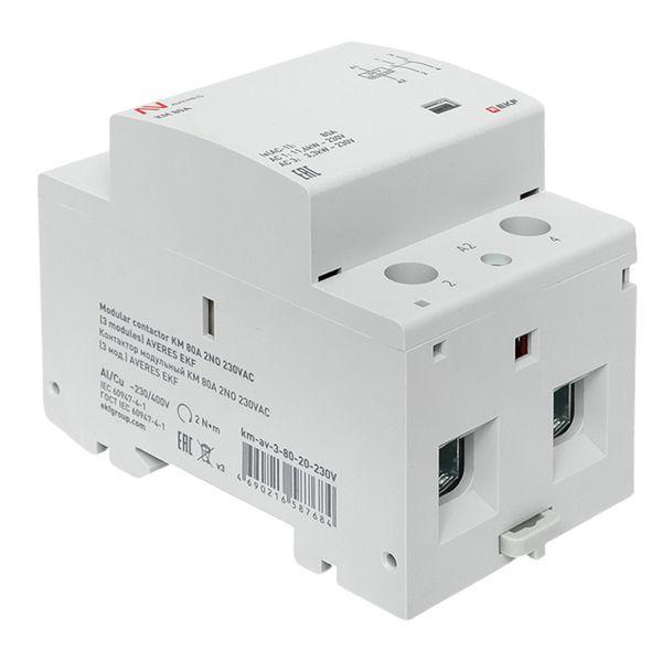  Контактор модульный КМ 80А 2NО 230В AC (3 мод.) AVERES EKF km-av-3-80-20-230V фото в каталоге от BTSprom.by