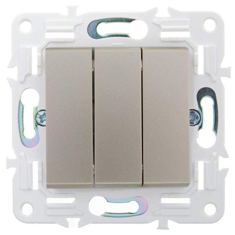  Выключатель 3-кл. SKANDY 10А SK-V11Sh шампань IEK SK-V30-0-10-K37 фото в каталоге от BTSprom.by