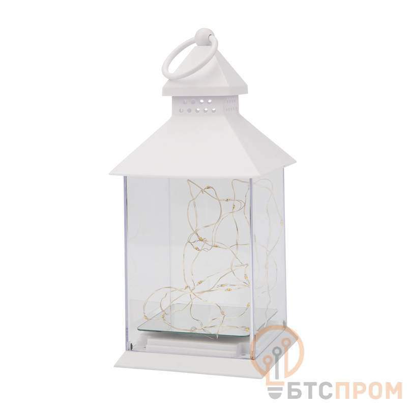  Декоративный фонарь с росой, белый корпус, размер 10,7х10,7х23,5 см, цвет теплый белый фото в каталоге от BTSprom.by